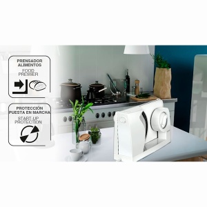 MPM MKR-05 Feliator electric de alimente, Feliator de paine, grosime de taiere reglabila pana la 15 mm, Protectie pentru degete, Disc de taiere din otel inoxidabil 17 cm, 150 W, alb - Img 4