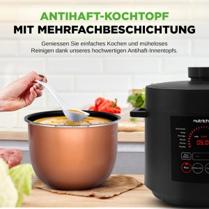 Multicooker NutriChef 5,7 L, 1000 W, 9 programe, negru - Img 5