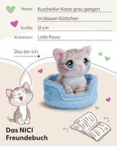 NICI Kuscheltier Pisica Gri Tigrata 12cm Cos Albastru - Img 5