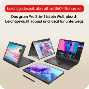Notebook 2in1 LG gram Pro 16T90TP-K.AA78G, 16GB RAM, 1TB SSD, Negru - Img 5