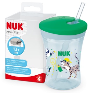 NUK Action Cup 230ml Verde Leopard Pahar Copii 12 luni Antiscurgere BPA-Free