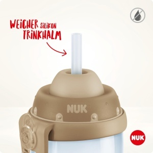 NUK First Choice+ Flexi Cup Sticla de invatare | de la 12 luni | Rezistent la scurgeri cu paie de baut | Clema si capac de protectie | Fara BPA | 300 ml | Masina de pompieri (albastra) - Img 3