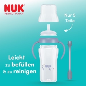 NUK Perfect Match Biberon cu pai 260 ml albastru anti-scurgere - Img 6