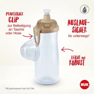 NUK Sports Cup Sticla de baut pentru copii cu efect cameleon | 24+ luni | cu schimbare de culoare | gura de scurgere etansa | Clema si capac de protectie | Fara BPA | 450 ml | Cameleon (verde) - Img 4