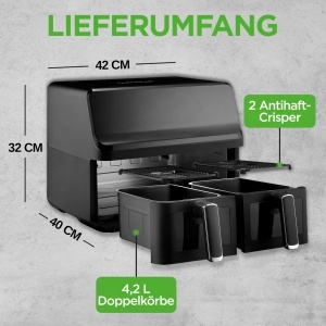 NutriChef Airfryer XXL 8L 9 Programe 360degC Fara Ulei - Img 7