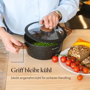 Oala aluminiu FLORINA Master Black 24 cm 4L antiaderenta compatibila inductie manere Soft-Touch - Img 7