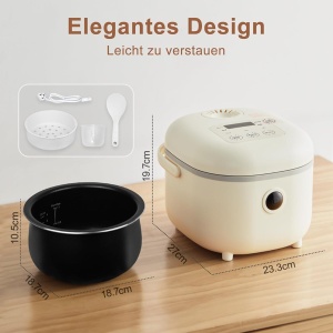 Oala de fiert orez Bear 3.5 cesti, 350W, multifunctionala, cu aburitor - Img 4