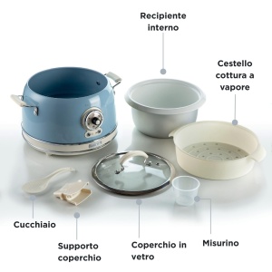 Oala de gatit pentru orez Ariete 2904, 3.5 l, 650 W, Pastel Albastru - Img 4