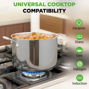Oala din inox NutriChef, 8L, cu capac din sticla, rezistenta la 260C
