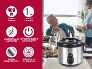 Oala electrica pentru gatit orez Beper P101VAP002, 625 g, functie pastrare caldura, antiaderenta - Img 2