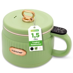 Oala electrica pentru orez NutriChef 1.6 QT, 600W, multifunctionala, verde