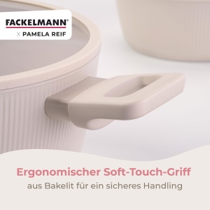 Oala Fackelmann x Pamela Reif 20 cm Aluminiu Reciclat Pastel Beige Acoperire Ceramica - Img 6