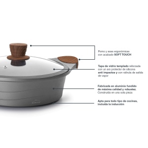 Oala joasa cu capac din sticla Lacor 27327, 28 cm, aluminiu turnat, compatibila cu inductie - Img 4