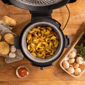 Oala programabila Cecotec cu friteuza cu aer si robot de bucatarie multifunctional GM H Deluxe Fry. 6 litri, capac frontal, programabil, temperatura reglabila 24 de ore - Img 4