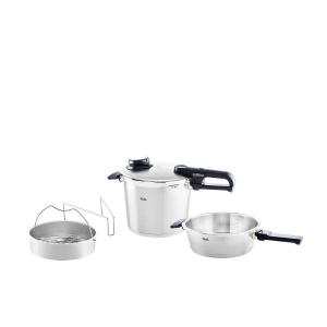 Oala sub presiune Fissler Vitavit Premium 6L cu tigaie 2.5L, inox