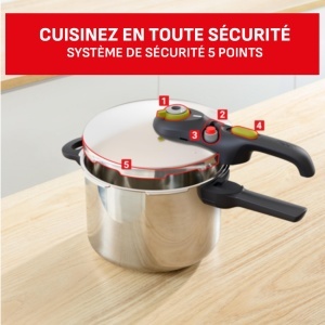 Oala sub presiune Tefal Secure 5 Neo 6L din otel inoxidabil, 22cm, 2 garstufe - Img 9