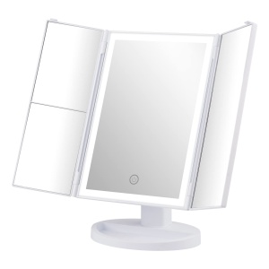 Oglinda de machiaj GRIFEMA cu iluminare LED, 3X2X1X marire, pliabila, alba