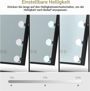 Oglinda de machiaj TUREWELL cu iluminare, 3 moduri de lumina, 12 LED-uri, rotire 360 - Img 2