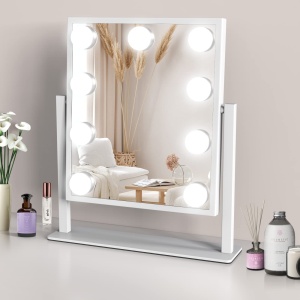 Oglinda de machiaj TUREWELL cu lumini LED, 3 moduri de culoare, 360 rotatie