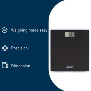 OMRON HN289 Cantar digital de baie cu afisaj LCD mare si picioare antiderapante, Cantar de corp extra plat, negru - Img 4