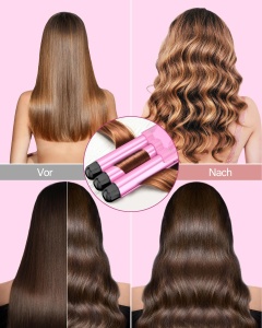 Ondulator cu 3 Tubi pentru Par, Rosa, Temperatura Regla, Incalzire Rapida - Img 5
