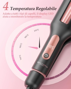 Ondulator de par 4 in 1 BESTOPE MIX, 22253238mm, 4 temperaturi, negru-roz - Img 7