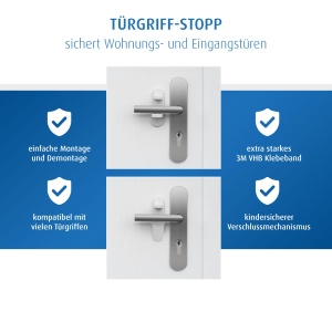 Opritor pentru maner, blocare pentru copii pentru usi de apartament si intrare, protectie pentru maner, tampon pentru maner, opritor pentru usa - Img 4