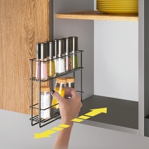 Organizator condimente Metaltex In Out Lava negru 6x28x22 cm strat TouchTherm - Img 3