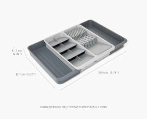 Organizator extensibil Joseph Joseph DrawerStore cu suport pentru cutite gri din plastic reciclat - Img 4