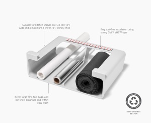 Organizator sub raft Joseph Joseph CupboardStore alb plastic reciclat montare fara unelte - Img 5