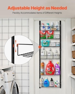 Organizator VEVOR 6 Niveluri Raft Condimente Reglabil Montare pe Perete sau Usa Negru - Img 3