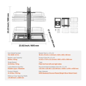 Organizator VEVOR YG-XGW-4-9-2 2 Niveluri 4 Cosuri Carbon Otel Cromat - Img 7
