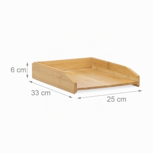 Organizer birou Relaxdays, set 2 suporturi, din bambus, compatibil A4 - Img 4