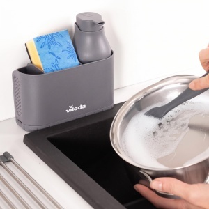 Organizer chiuveta Vileda gri mat cu dispenser detergent si suport - Img 2