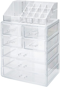 Organizer cosmetic InnovaGoods, 7 sertare, 16 compartimente, transparent