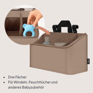 Organizer pentru patut si masuta de infasat Lionelo Sidepocket Medium, 43x15x23 cm, 3 compartimente, material rezistent - Img 2