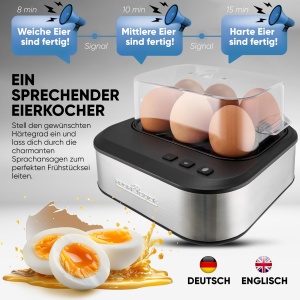 Ouale fierte ProfiCook PC-EK 1276, 6 oua, inox, 400W - Img 2