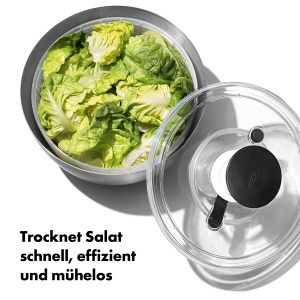 OXO Steel Salatschleuder din inox Capac transparent Mecanism pompare - Img 3