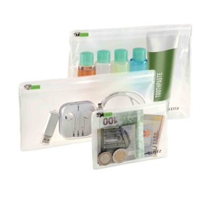 Pachet 3 Zip-Beutel Leitz Complete, PVC, Transparent, Dimensiuni XS, S, M - Img 1
