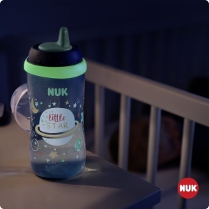 Pahar cu capac NUK Kiddy Cup, 300 ml, albastru, rezistent la muscaturi, cu lumina nocturna - Img 5