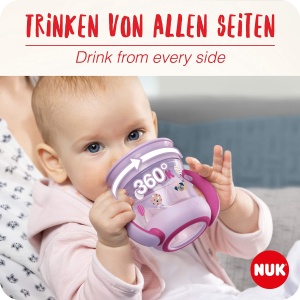 Pahar de invatare NUK Magic Cup Duo-Set, 160 ml 230 ml, rosu, BPA-free - Img 3