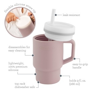 Pahar pentru copii Infantino My 1st Tumbler, 255 ml, cu maner si pai - Img 4