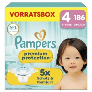 Pampers Premium Protection Marimea 4, 186 Pachete, 9kg-14kg