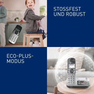 Panasonic KX-TGE520GS Telefon fara fir pentru seniori cu robot telefonic, statie si receptor, difuzor, afisaj LCD, compatibil cu aparate auditive, butoane vorbite, argintiu - Img 9