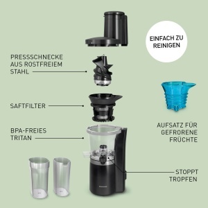 Panasonic Slow Juicer MJ-L700KXE Mat Negru 75 mm Deschidere Larga - Img 4
