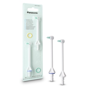 Panasonic WEW0984W303 Duza de inlocuire ortodontica pentru ingrijire 2 in 1 cu duza cu jet de apa si cap de perie,Duza pentru ultrasunete,Irigatoare orale AIR IN si de calatorie,Irigator oral pentru aparate ortodontice,Pachet de 2
