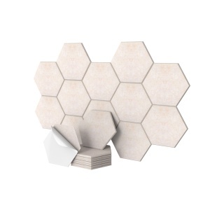Panouri Acustice Relaxdays, 18 bucati, autoadezive, hexagonale, 30x26 cm, bej