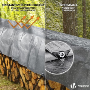 Panza de protectie VOUNOT 4x6m 240 gm impermeabila, gri - Img 3