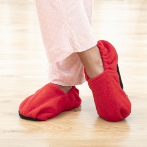Papuci de casa InnovaGoods, incalzire in cuptor cu microunde, culoare rosie, unisex - Img 6