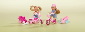 Papusa Evi Love cu Bicicleta si Remorca - Simba 105730783, 12cm, Multicolor - Img 5